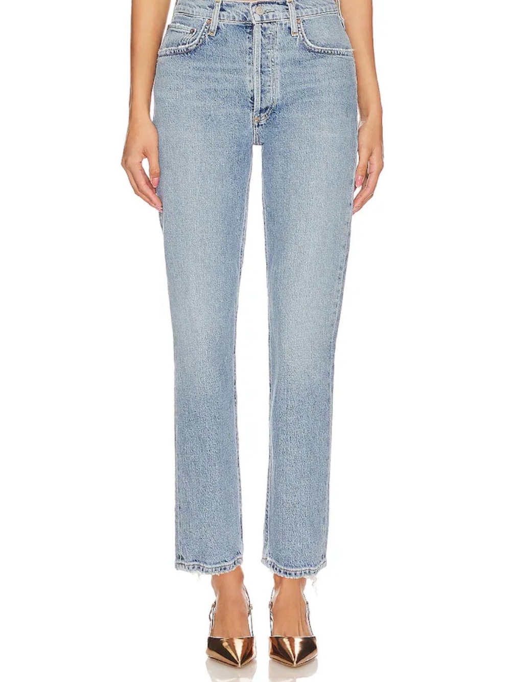 Agolde Light Blue High-Rise Button-Fly Jeans